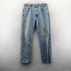 Wrangler Jeans Mens Size 36x32 Straight Leg Blue Cotton Medium Wash Distressed